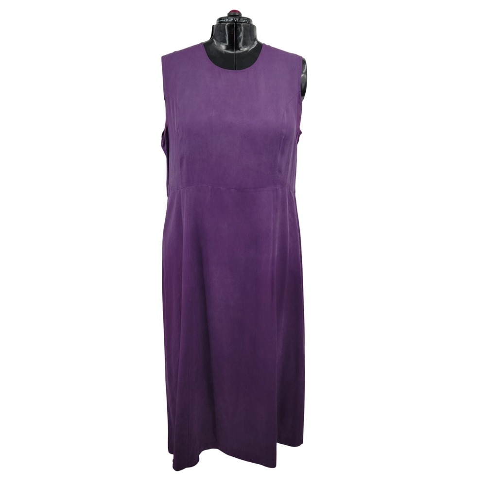 Vintage Victoria Holley Sleeveless Silk Dress Women 20 Purple 90s Y2K Minimalist